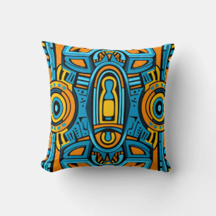 Cojín Decorativo Dibujos de espejo naranja amarillo azul