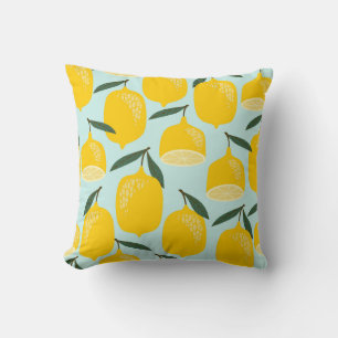 Cojín Decorativo Dibujos de limón, patrón de cosecha de moda.