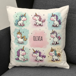 Cojín Decorativo Dibujos de unicornios caprichosos y lindos