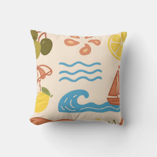 Cojín Decorativo Dibujos de verano de limón en la playa Vibraciones