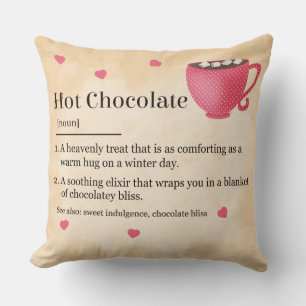 Cojín Decorativo Diccionario de definición de chocolate caliente