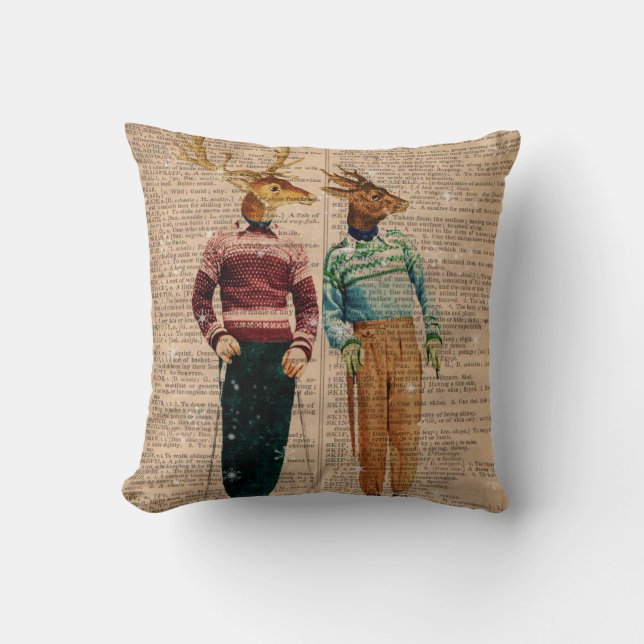 Cojín Decorativo Diccionario PagePillow de los ciervos del esquí de