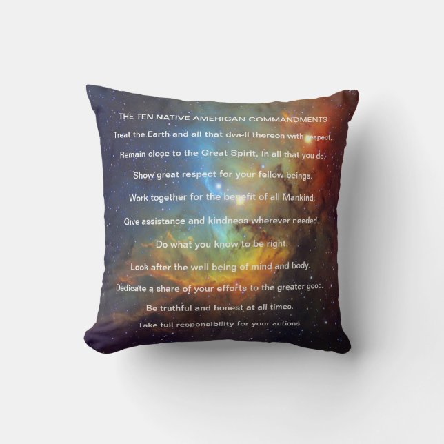 Cojín Decorativo Diez mandamientos indios nativos americanos (Anverso)