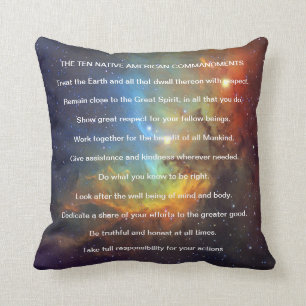 Cojín Decorativo Diez mandamientos indios nativos americanos