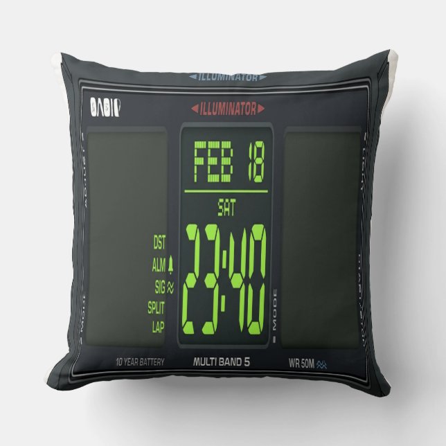 Cojín Decorativo Digital Watch Face Lumbar Pillow (Anverso)