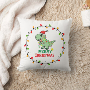 Cojín Decorativo Dino de Santa lindo Feliz Navidad