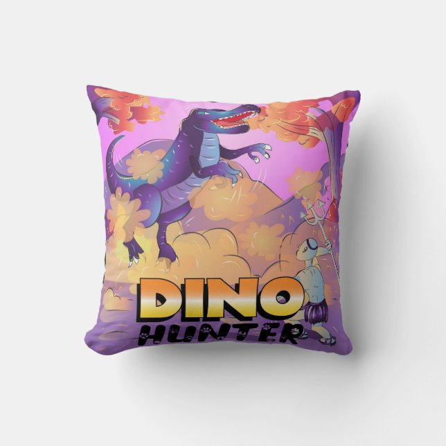 Cojín Decorativo Dino Hunter Ilustracion Pillow (Anverso)