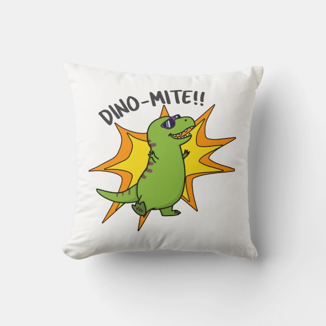 Cojín Decorativo Dino-mite Funny TRex Dinosaur Pun (Anverso)