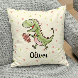 Cojín Decorativo Dinosaur Adorable Jugando Fútbol Personalizado