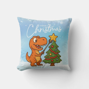 Cojín Decorativo Dinosaur lindo con árbol de Navidad