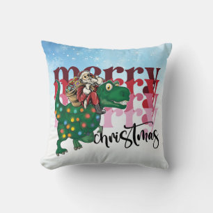 Cojín Decorativo Dinosaur Merry Christmas Santa Claus