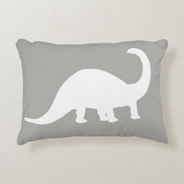 Cojín Decorativo Dinosaurio blanco Brontosaurus Silhouette (Anverso)