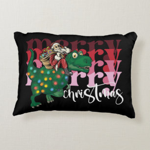 Cojín Decorativo Dinosaurio con Navidades de Santa Claus