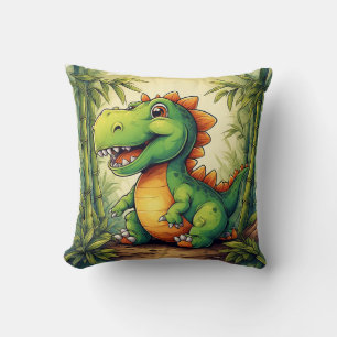 Cojín Decorativo Dinosaurio de dibujos animados adorable en una exu