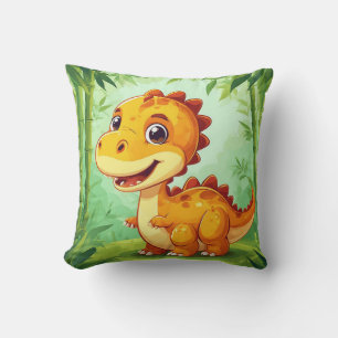 Cojín Decorativo Dinosaurio de dibujos animados adorable en una exu