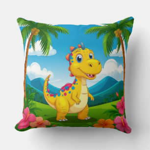 Cojín Decorativo Dinosaurio de dibujos animados divertido en una ex