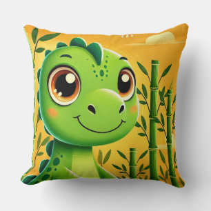 Cojín Decorativo Dinosaurio de dibujos animados en una selva tropic
