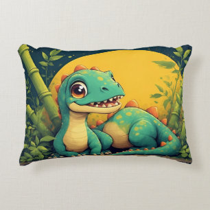 Cojín Decorativo Dinosaurio de dibujos animados lindo con bambú
