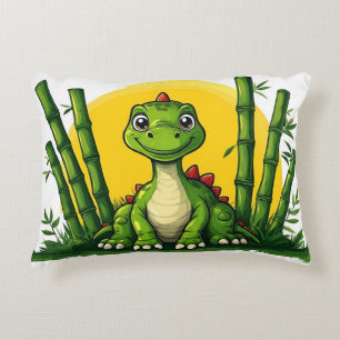 Cojín Decorativo Dinosaurio de dibujos animados lindo con bambú