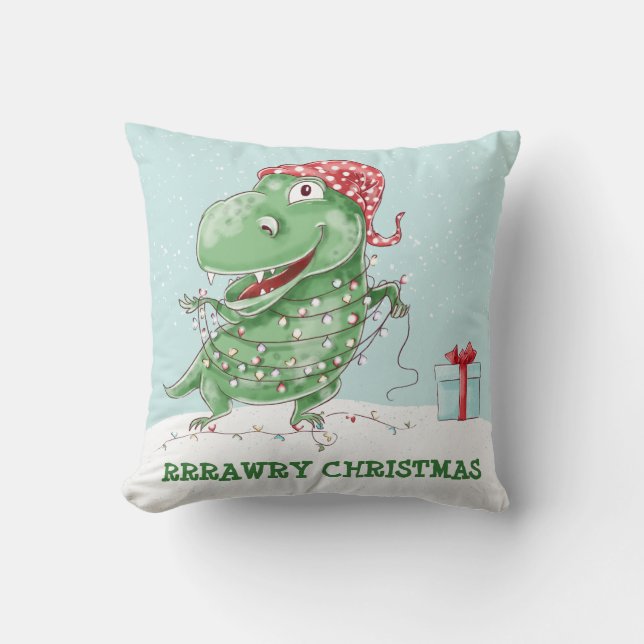 Cojín Decorativo Dinosaurio de los Navidades Rawry (Anverso)