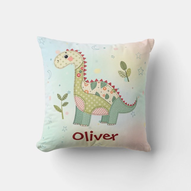 Cojín Decorativo Dinosaurio de parches adorable (Anverso)