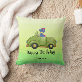 Cojín Decorativo Dinosaurio divertido coche antiguo cumpleaños Niño