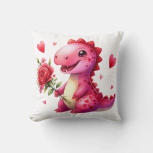 Cojín Decorativo Dinosaurio El día de San Valentín lindo