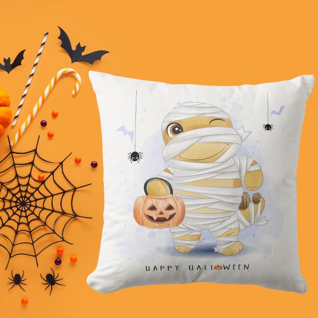 Cojín Decorativo Dinosaurio lindo de Halloween disfrazado de calaba (Subido por el creador)