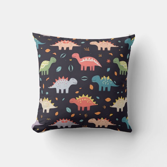 Cojín Decorativo Dinosaurio lindo, marina adorna patrón de dinosaur (Anverso)