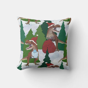 Cojín Decorativo Dinosaurio Navidad T-Rex Santa