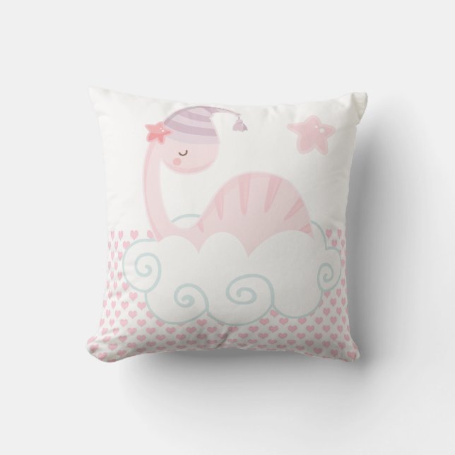 Cojín Decorativo Dinosaurio rosa durmiente (Anverso)