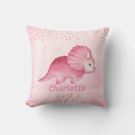 Cojín Decorativo Dinosaurio rosa lindo personalizado personalizado