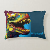 Dinosaurio T Rex Jurásico Guay Blue Accent Pillow