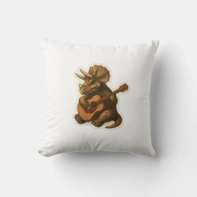 Cojín Decorativo Dinosaurio tocando guitarra (Anverso)