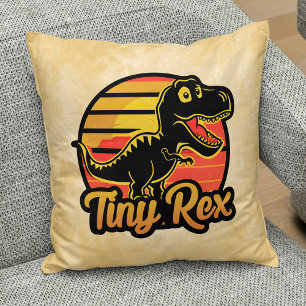Cojín Decorativo Dinosaurio Trex Divertido Vintage en Puesta del So