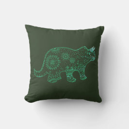 Cojín Decorativo Dinosaurio, triceratops dibujando cuscú