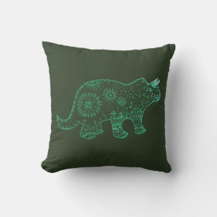 Cojín Decorativo Dinosaurio, triceratops dibujando cuscú