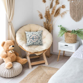 Cojín Decorativo Dinosaurio verde azul lindo con monograma y nombre