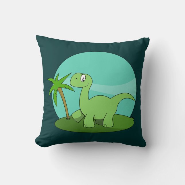 Cojín Decorativo Dinosaurio Verde Bonito (Anverso)