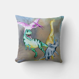 Cojín Decorativo Dinosaurios acuarela para niños