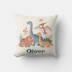 Cojín Decorativo Dinosaurios Acuarela Tonos Tierra Boho Lindos