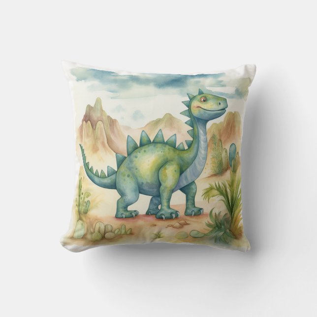 Cojín Decorativo Dinosaurios acuarelas para una habitación infantil (Anverso)