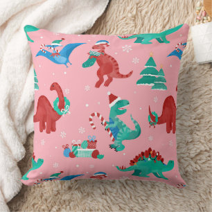 Cojín Decorativo Dinosaurios de Navidad divertido para niños vacaci