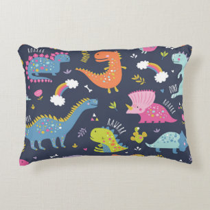 Cojín Decorativo Dinosaurios infantiles: Colorido patrón de cosecha