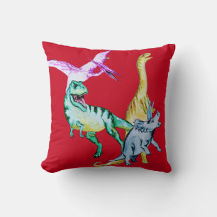 Cojín Decorativo Dinosaurios para niños en acuarela