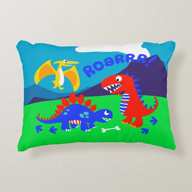 Cojín Decorativo Dinosaurios pequeños sobre una colina (Anverso)