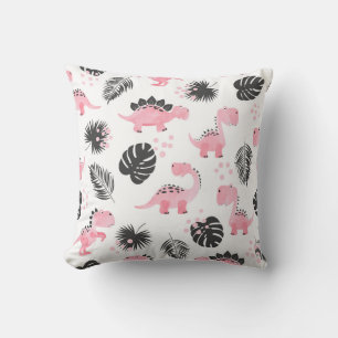 Cojín Decorativo Dinosaurios rosados: Patrón de niños.