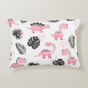 Cojín Decorativo Dinosaurios rosados: Patrón de niños.