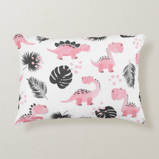 Cojín Decorativo Dinosaurios rosados: Patrón de niños.