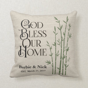 Cojín Decorativo Dios bendice nuestro hogar: Personalizado